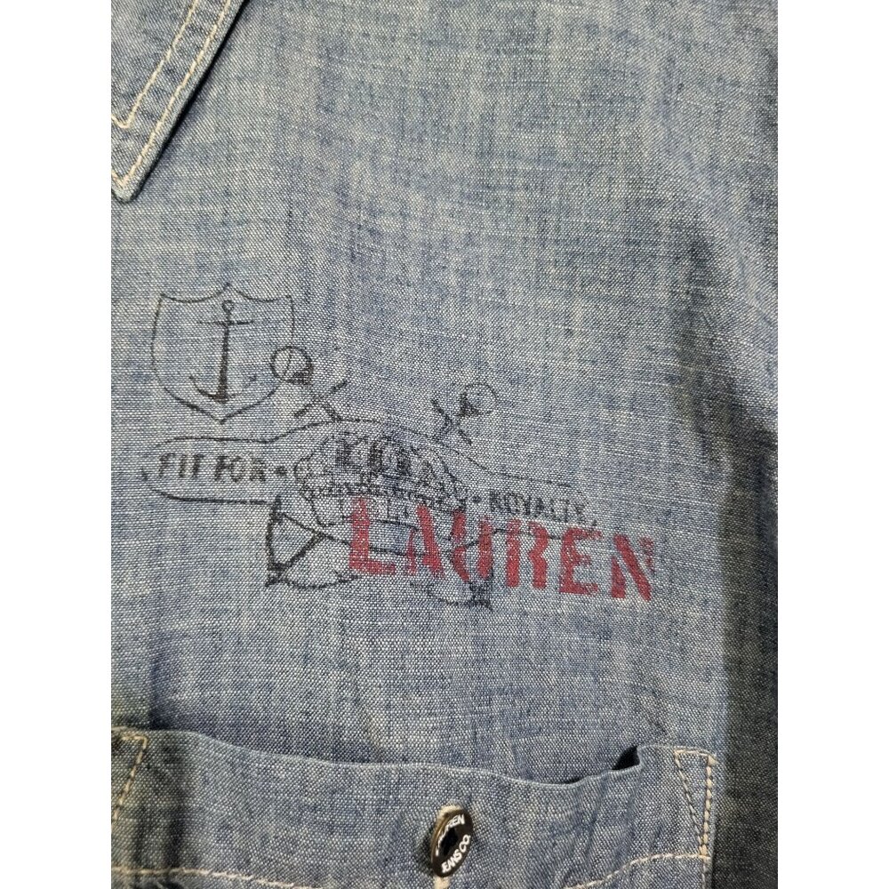 Ralph Lauren Jeans Co. Chambray Denim Shirt Anchor Nautical Logos Womens XL y2k - Picture 8 of 8
